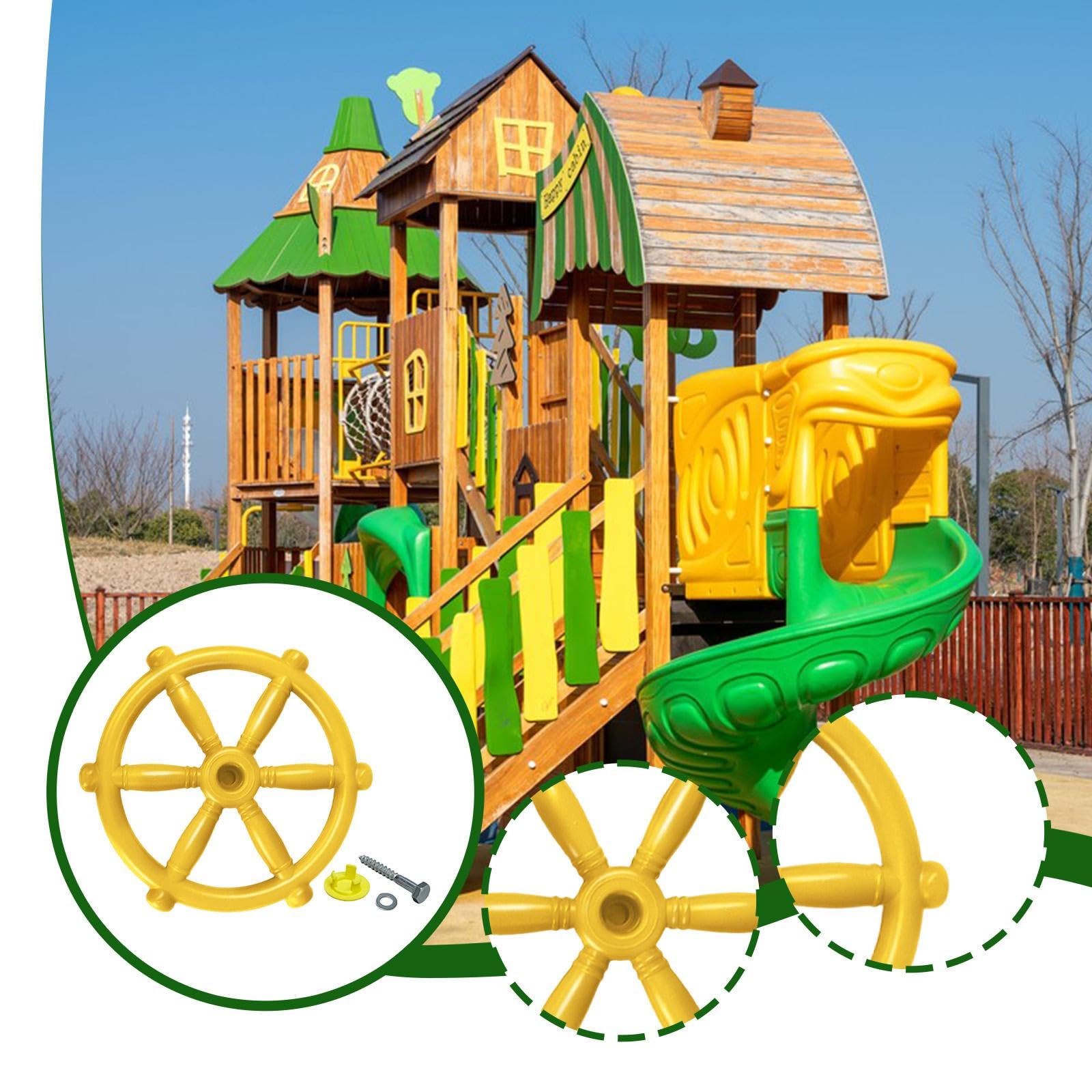 Timón de Barco Pirata Volante Infantil para Casa de Juegos Rueda de Timón para Parque Infantil Accesorio de Gimnasio para Estimular La Imaginación Ade, Amarillo