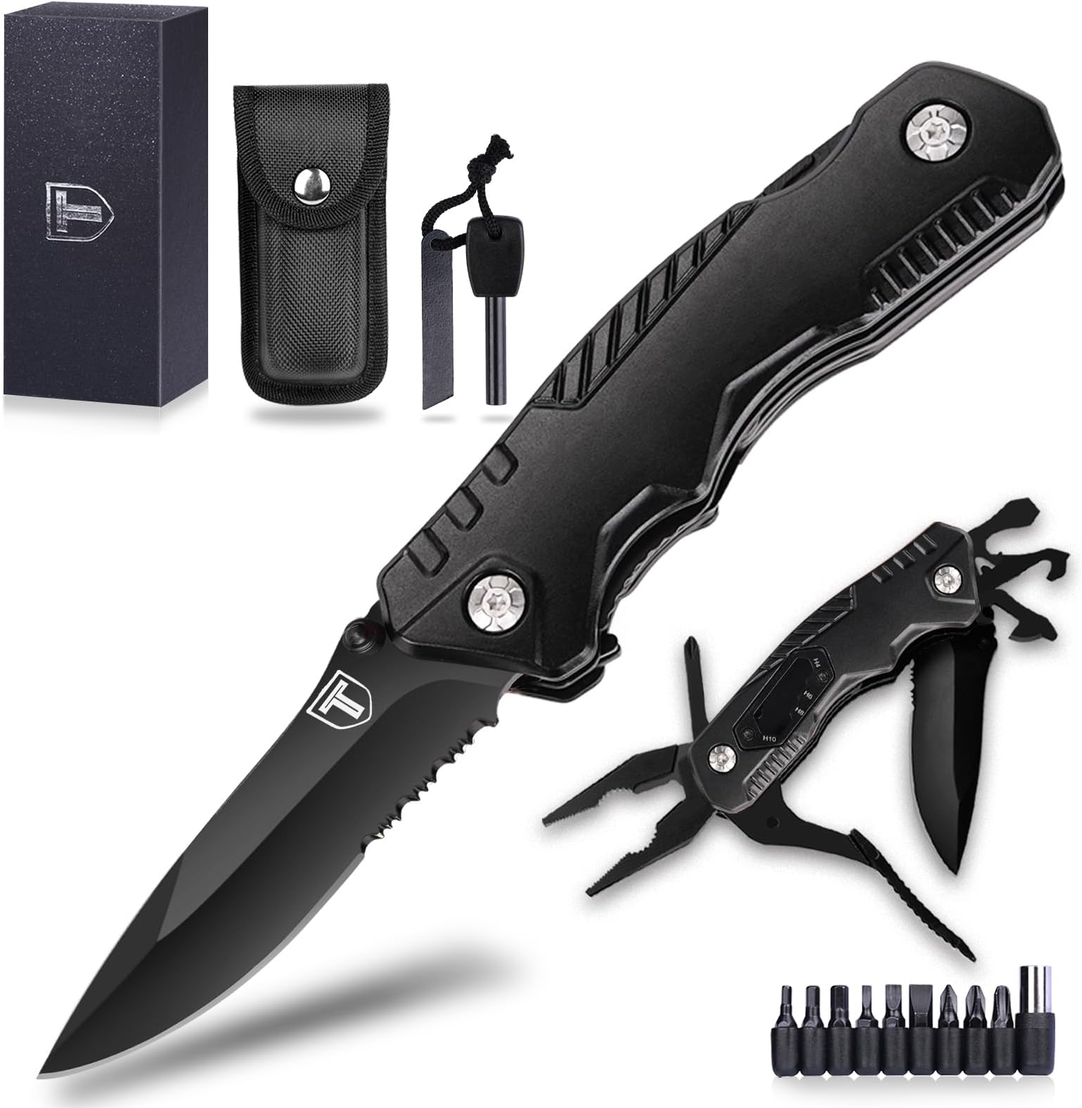 Multitool Gift Set for Men Dad Him, 3-in-1 EDC Survival Kit with 14 in1