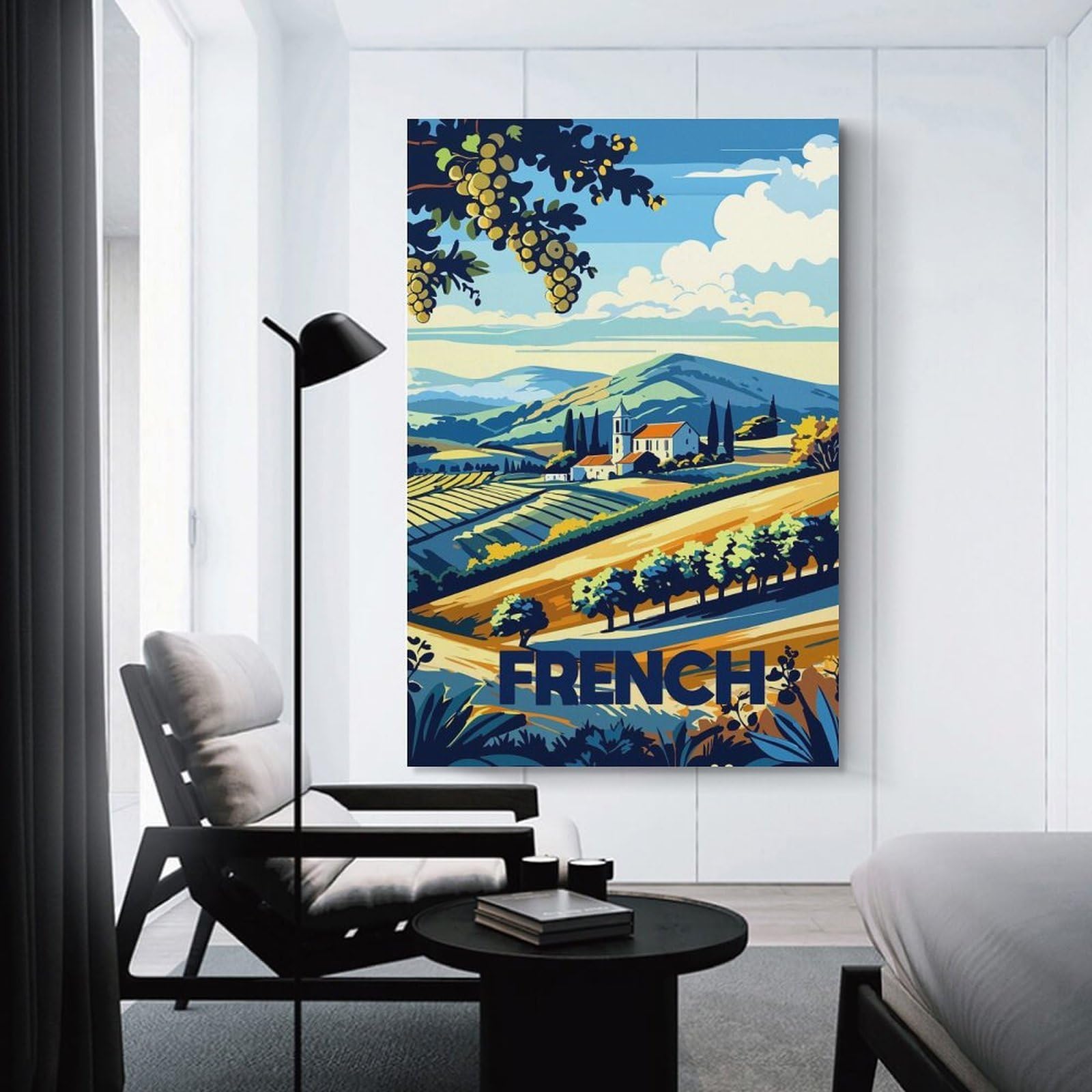 Junmoney Wall Picture Print French Countryside Landscape Art, 24x36inch(60x90cm), for Entrance Walls, Hall Decor Or Foyers, A Neat Decor Update for Hallways