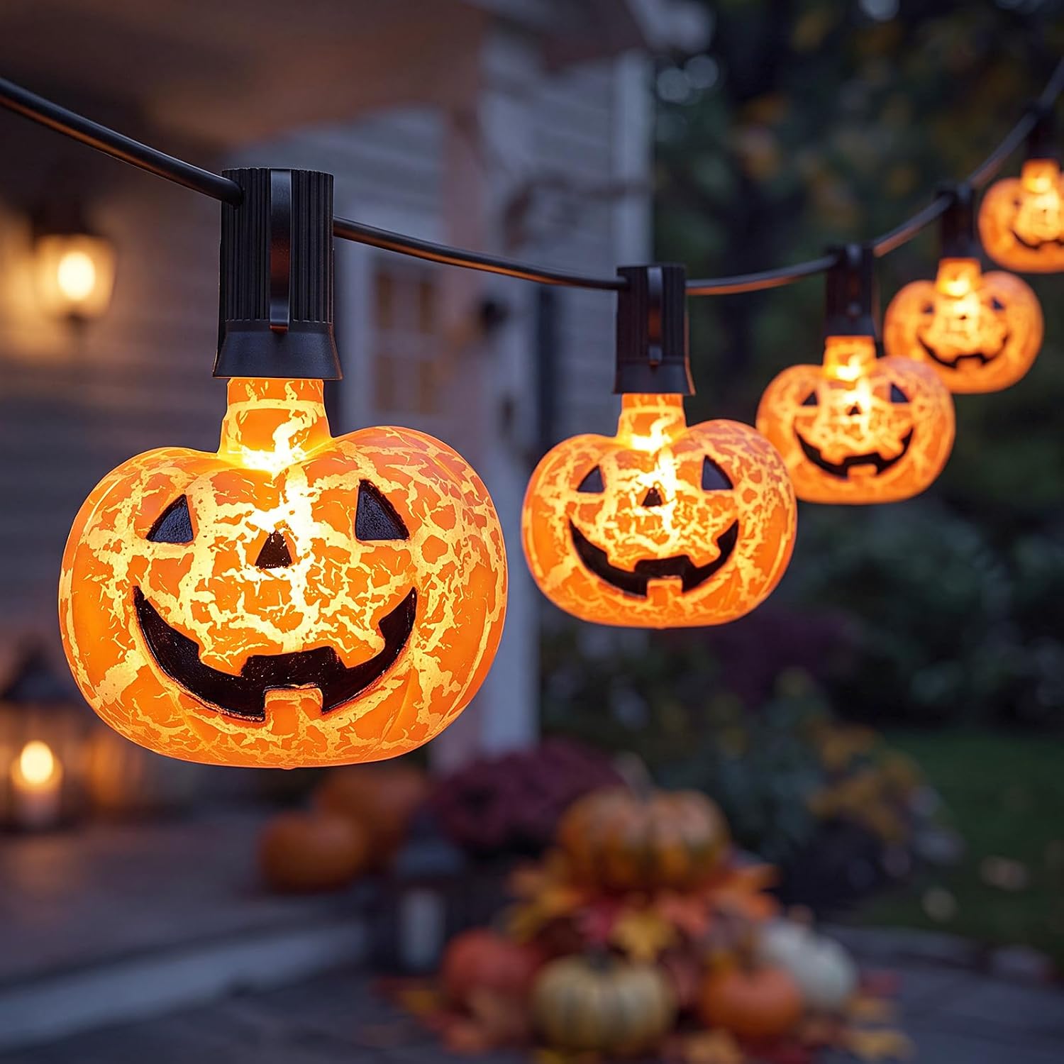 10.5FT Halloween String Lights, 10L Ultra Bright Orange Pumpkin Lights