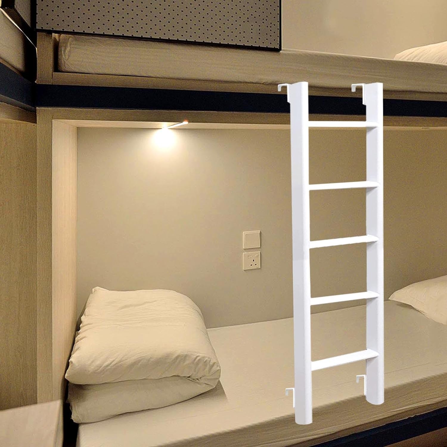 Escabeau blanc lits superposés 150cm portable et suspendu