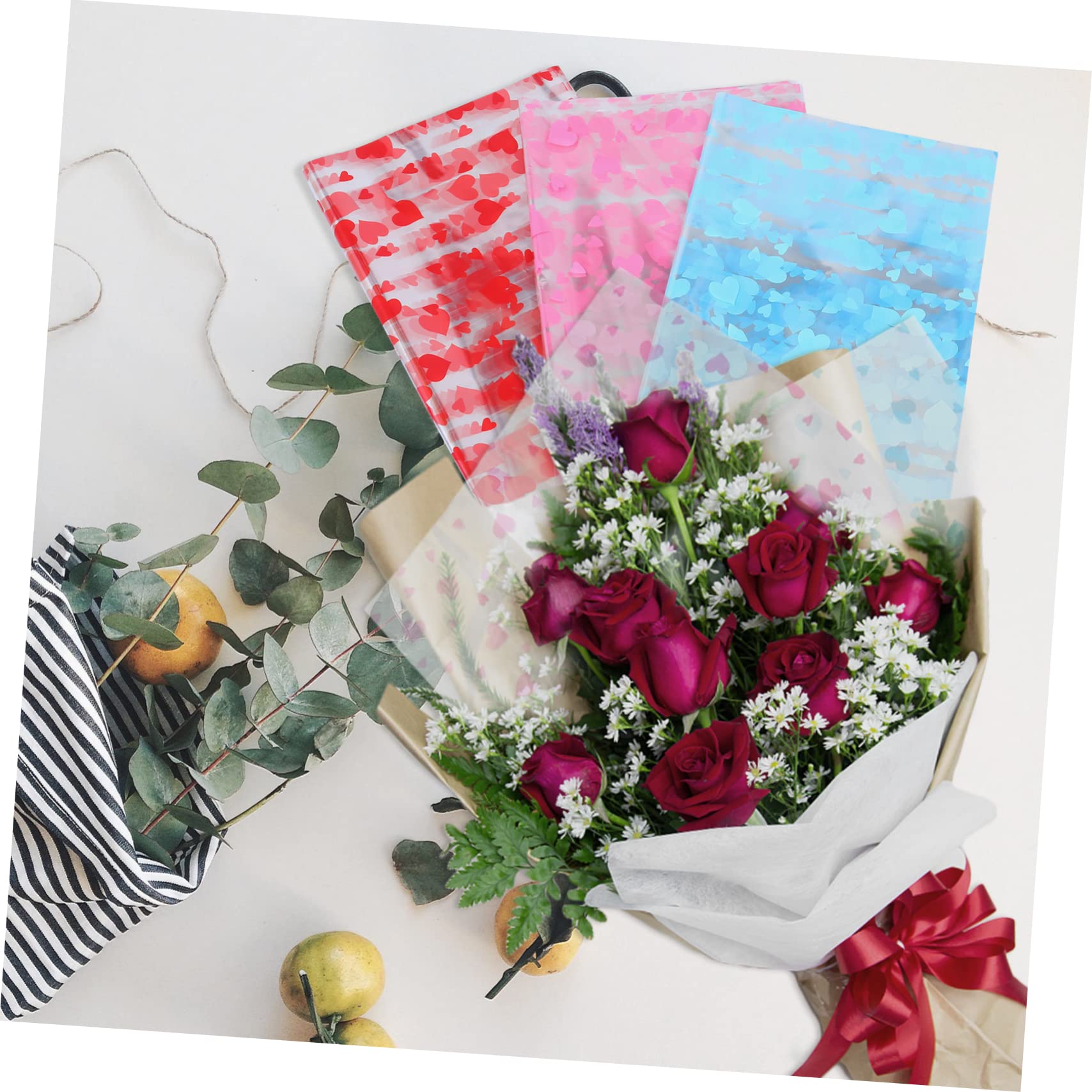 MAGICLULU 3packungen Herz-geschenkpapier Mit Blumenmuster Diy-geschenkpapier Blumenverpackungen Für Zuhause Und Partys