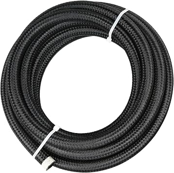 20FT 6AN 3/8" Nylon Stainless Steel Braided CPE Oil Gas Fuel Line Universal