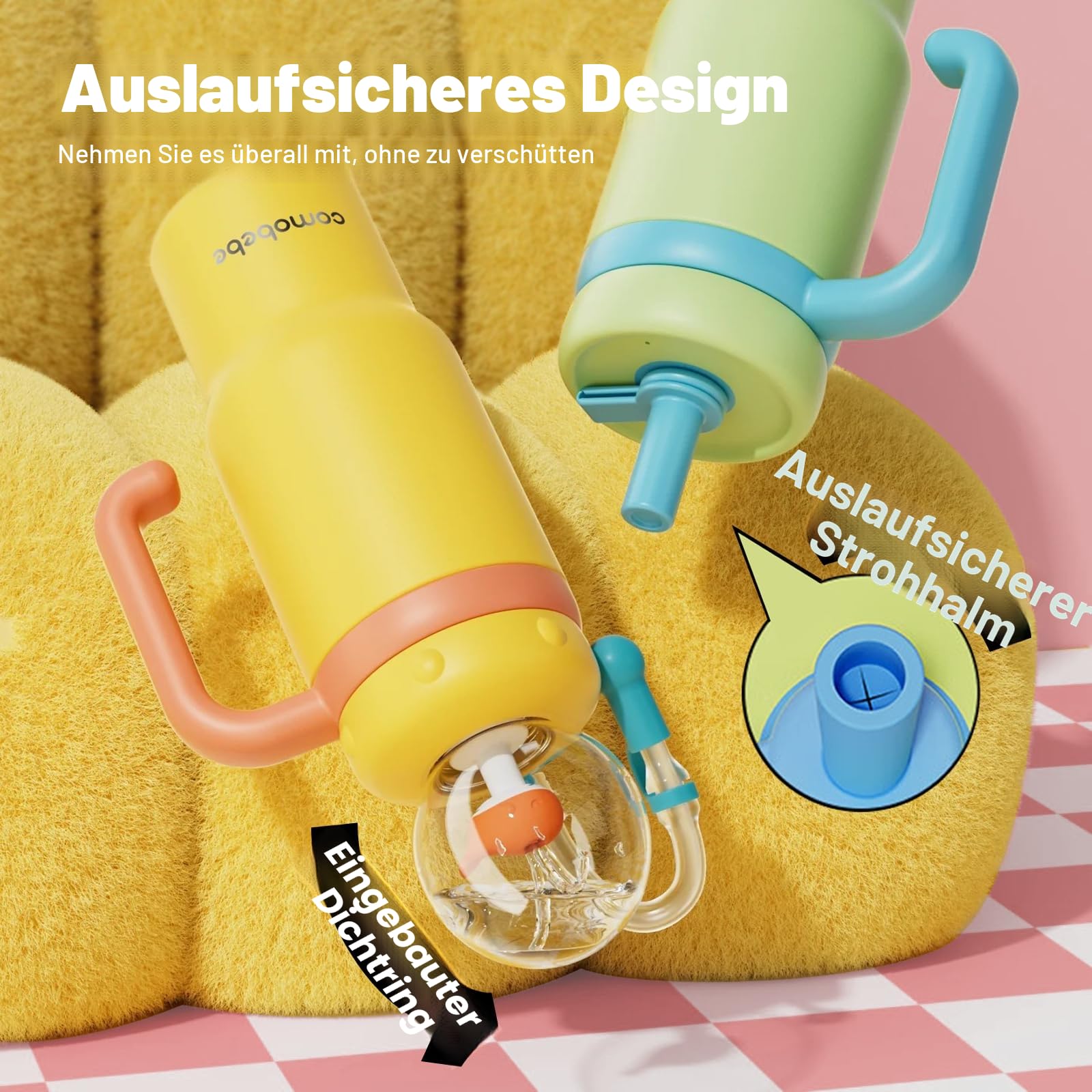 Edelstahl-Wal-Brunnen-Becher mit Henkel Trinkbecher mit Wal-Spritzfunktion Isolierte Reisebecher Kinder-Trinkbecher mit Gewicht Auslaufsicher Niedliche Wasserflasche Auslaufsicher