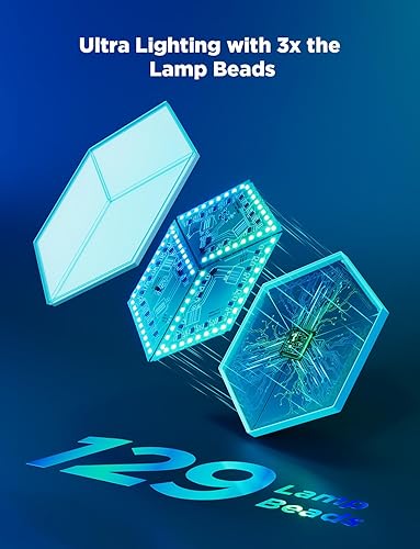 Miniatura 5 de Govee Paneles de luz Glide Hexa, luces LED hexagonales RGBIC para pared, paquete de paneles de luz hexagonales deslizantes, luces de pared 3D con
