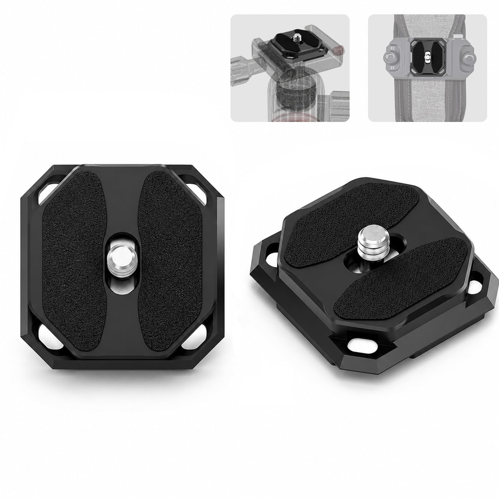 2 Pack Quick Release Plate, Square 38mm Arca-Swiss Type QR Camera Mount Plate with 4 Safety Pins, Compatible with Peak Design for Capture V3 Clip Tripods DSLR Action Cameras-image-23