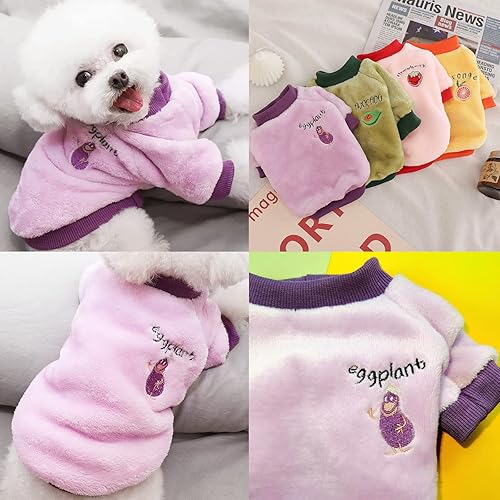 Miniatura 8 de Ropa para cachorros, suéter de invierno cálido, franela de terciopelo para mascotas, gatos, lindo forro polar de frutas, peluche de bichón
