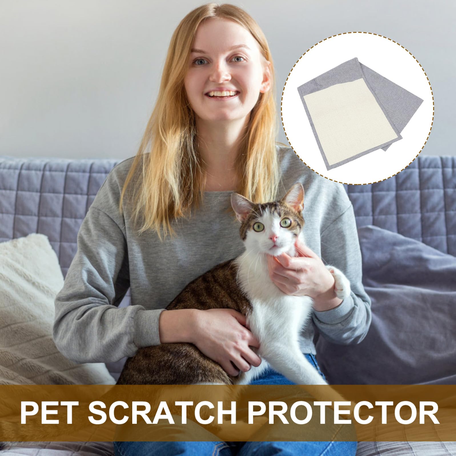 Funda Protectora Antiarañazos para Sofá y Reposabrazos, Alfombrilla de Sisal Natural para Gatos, Color Gris Claro, Protección Básica para Muebles y Entretenimiento Felino