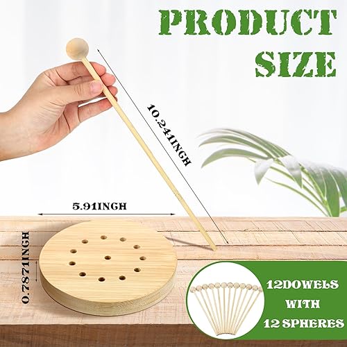 Miniatura 2 de Estante de secado de bolsas de plástico, soporte de madera con 12 varillas, estantes de secado de botellas reutilizables de 10.24 x 5.91 pulgadas,