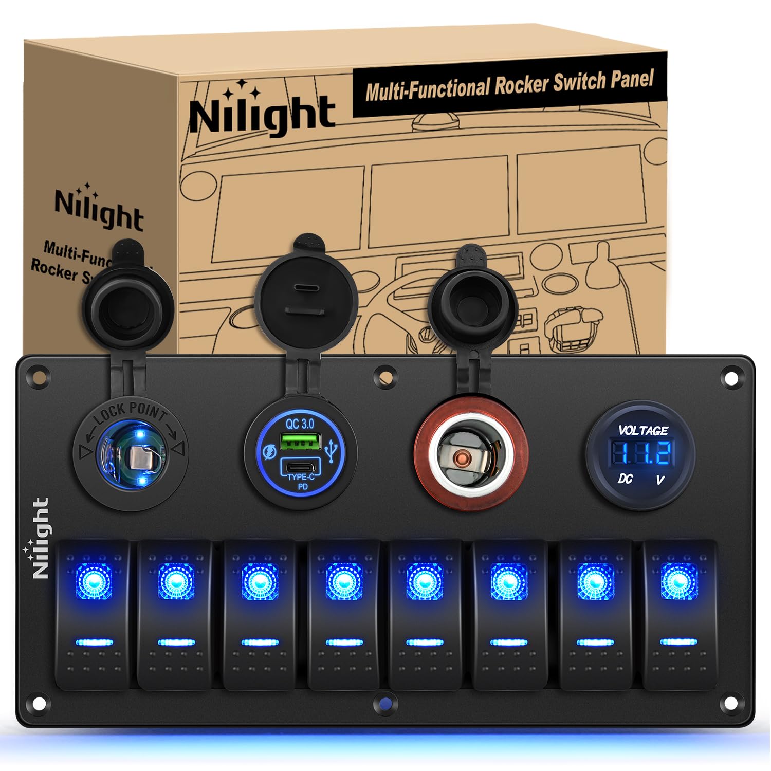 Amazon.com: Nilight 8 Gang Rocker Switch Panel Waterproof