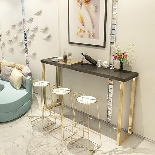 Miniatura 3 de HUHAORAN2021 Mesas de bar, mesa de bar contra la pared, mesa larga, tienda de té con leche, mesa de ocio, mesa de bar, no incluida, mesa de bar