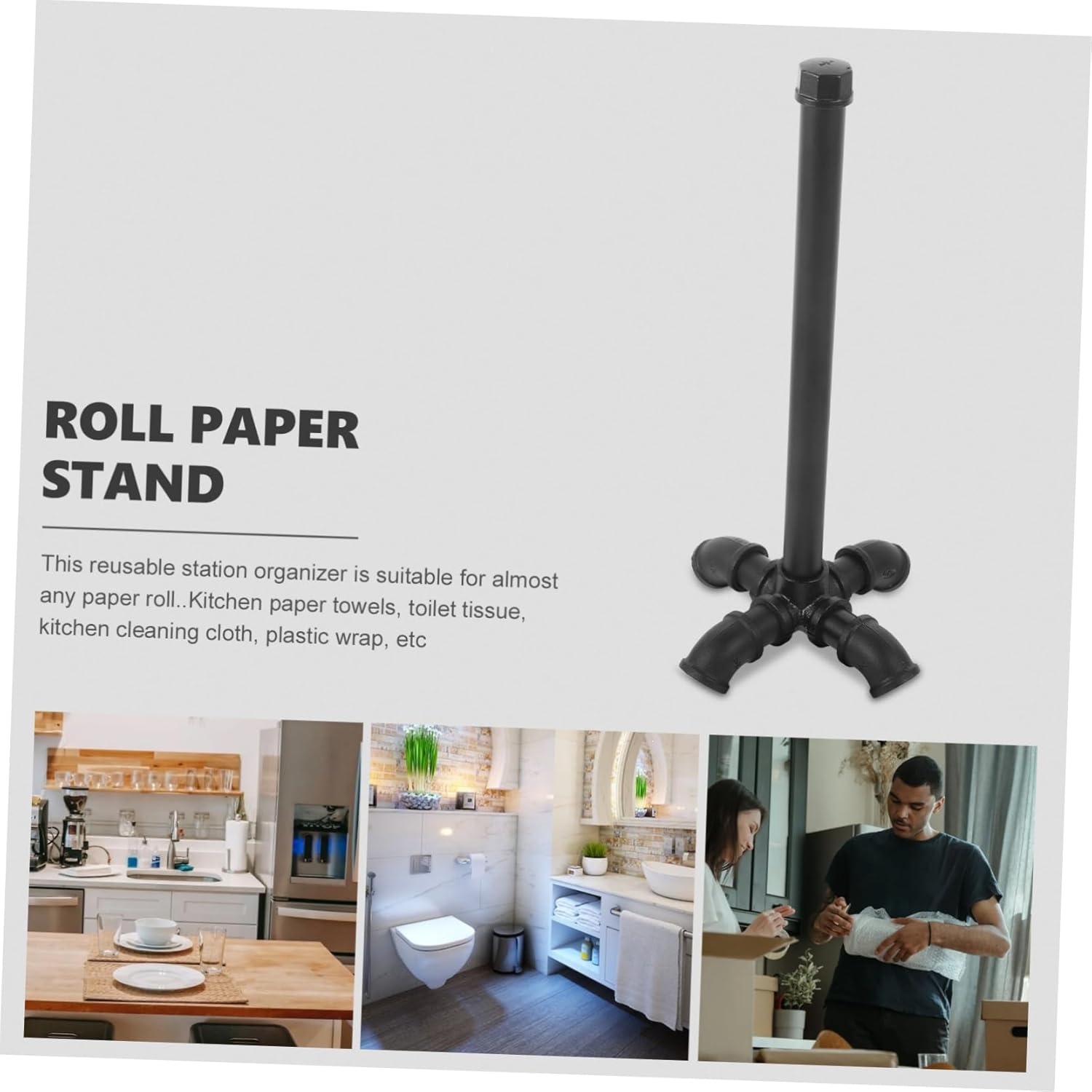 Homoyoyo Farmhouse Iron Art Paper Towel Holder Base Vintage Industrial Style Kitchen Roll Paper Stand for Countertop for Dining Table and Kitchen Organization