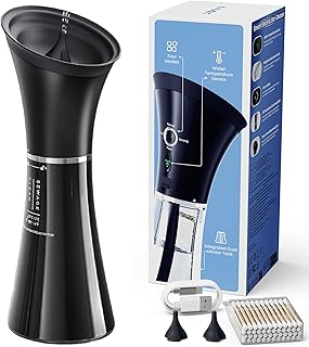 Upgraded Ear Wax Removal with One-Piece Waste Tank, Safe Cleaner with Water Temperature Sensor, Effective Ear Irrigation Kit & USB-A to C Cable, IPX7, Black