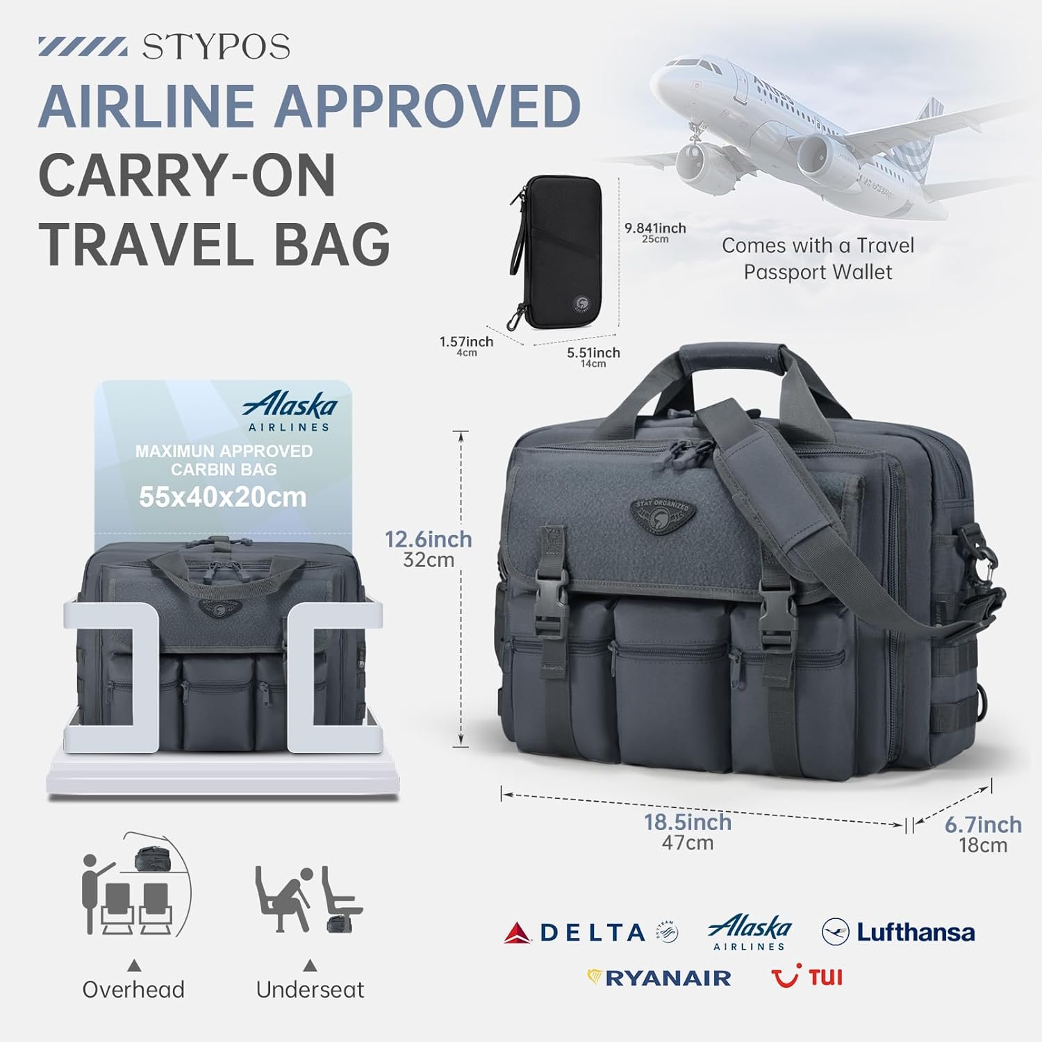 Large Tactical Laptop Bag for Men, Military 17.3 Inch Computer Bag Briefcase with Passport Wallet, Carry on Messenger Bag - Image 5