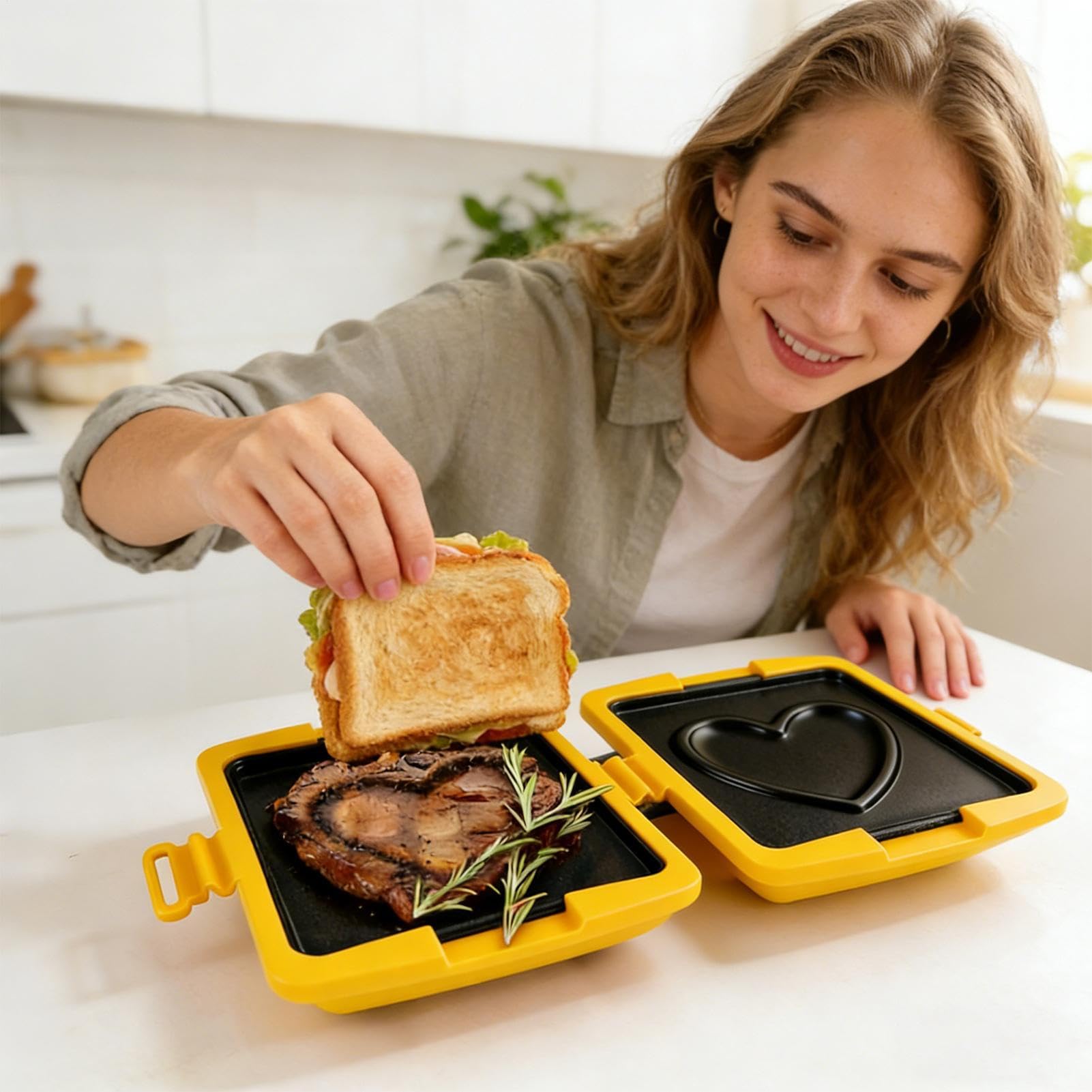 Przyrząd do Kanapki w Mikrofali Nieprzywierająca patelnia grillowa
