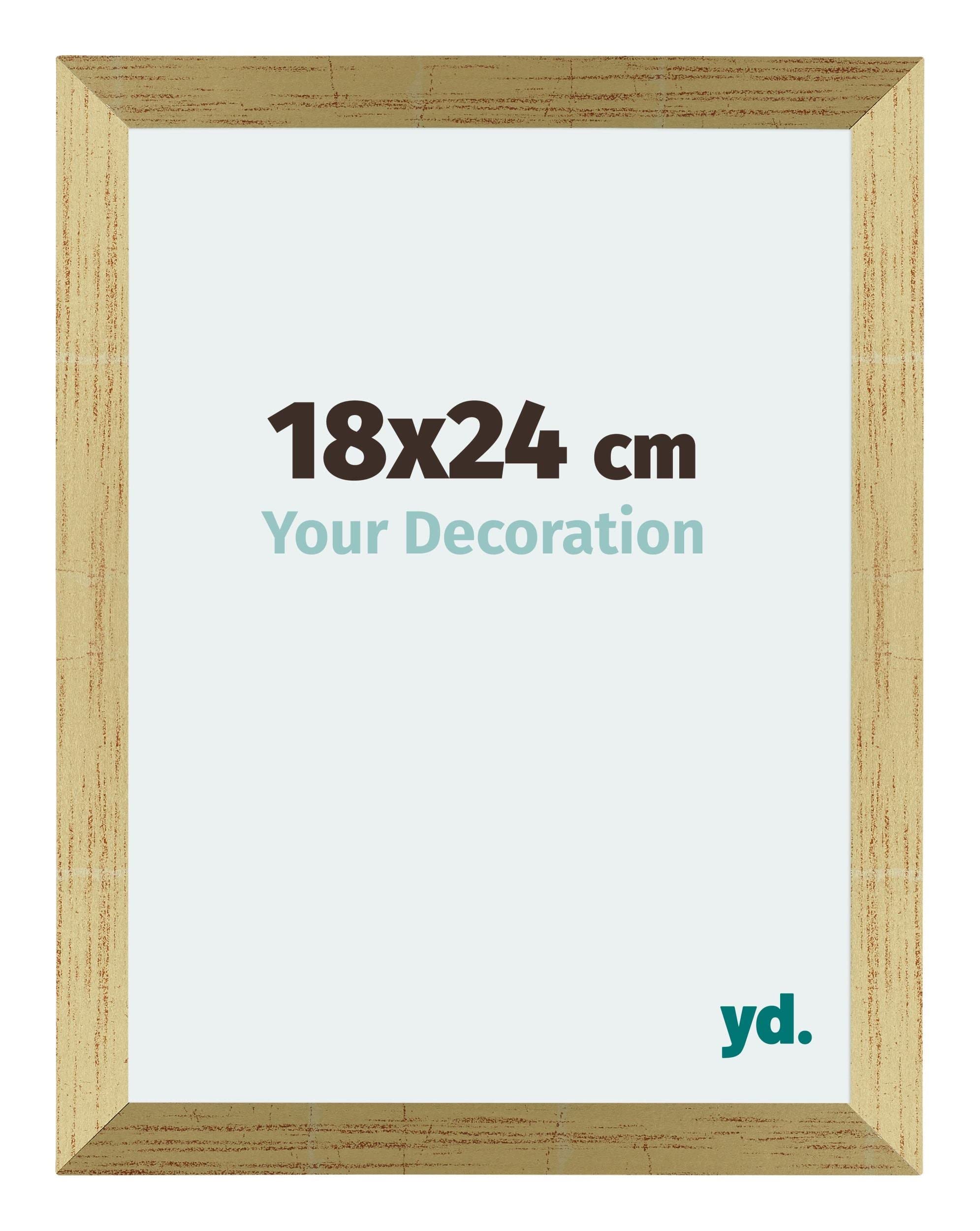 Your Decoration - Picture Frame 18x24 cm - Gold Shiny - Decorative Wall Frame in MDF with Antireflection - Frame 18x24 - Mura — image 1