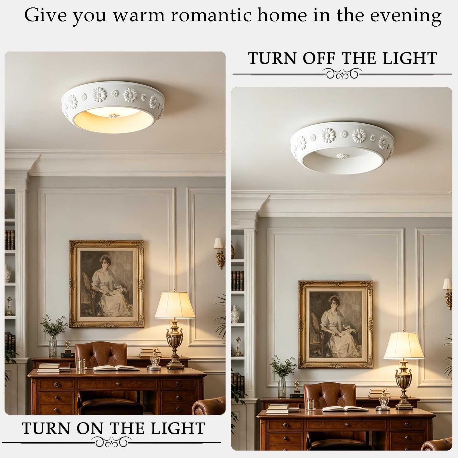 Mid-Century-Deckenleuchte, Kreative Sonnenblumen-LED-Leuchte Für Deckennahe Montage, 3-in-1-Farbtemperatur, Vintage-LED-Leuchte Aus Kunstharz Für Schlafzimmer, Flur, Schulhausküche.