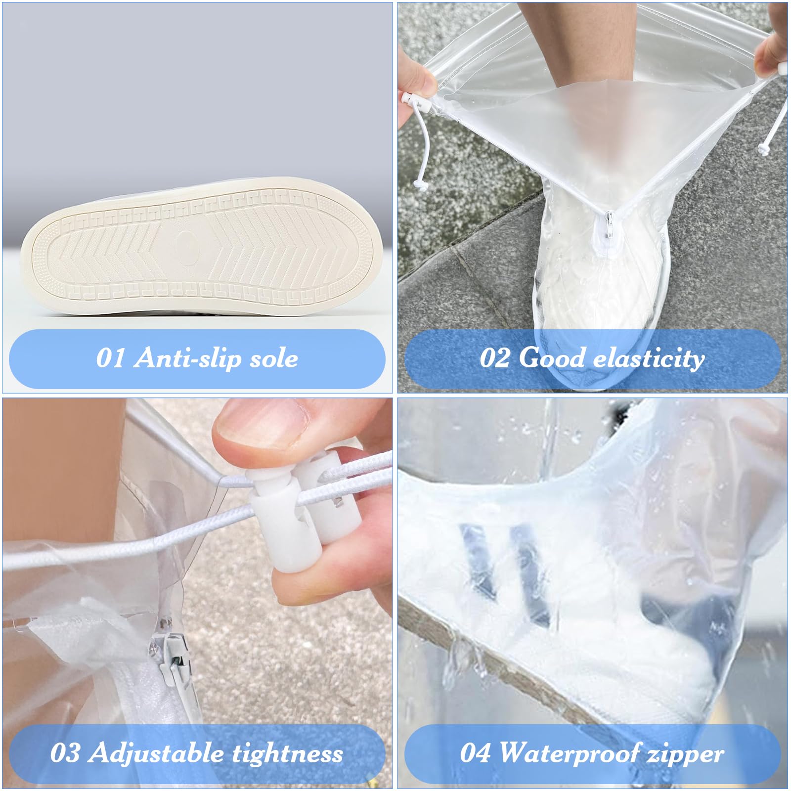 Surchaussures Lavable Couvre Chaussure Impermeable Surchaussures Impermeables Surchaussure Couvre Chaussures Avec Fermeture Eclair, Antidérapant Réutilisable pour Hommes Femmes