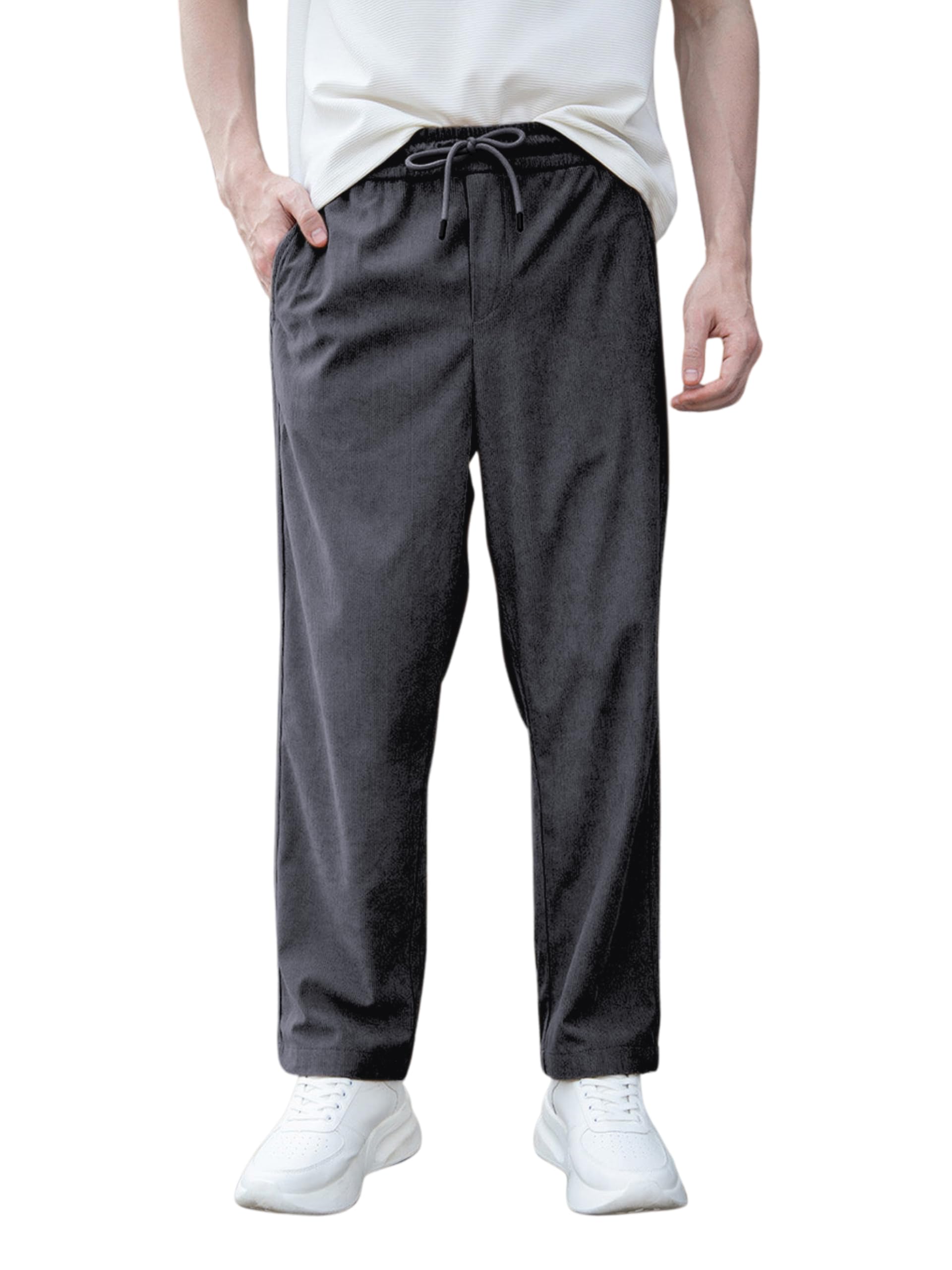 gibbonte Men’s Soft Fabric Trousers | Relaxed Fit Corduroy Trousers with Stretch Waist for Men-picture-38