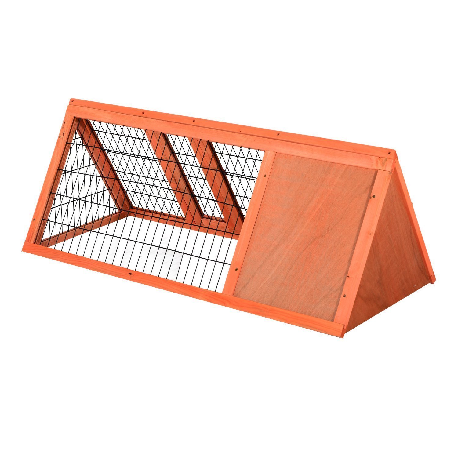 PawHut Jaula Conejo Conejera de Exterior con Buena Ventilación 2 Tablas Protección de Lluvia y Calor del Sol Ligero Madera de Abeto Estable Duradera Metal 118x50x45 cm