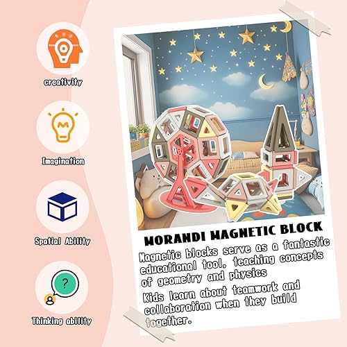 Miniatura 6 de ASOK Bloques magnéticos de 149 piezas de azulejos de construcción educativos, juego STEM para niños y niñas de 3, 4, 5, 6, 7 años