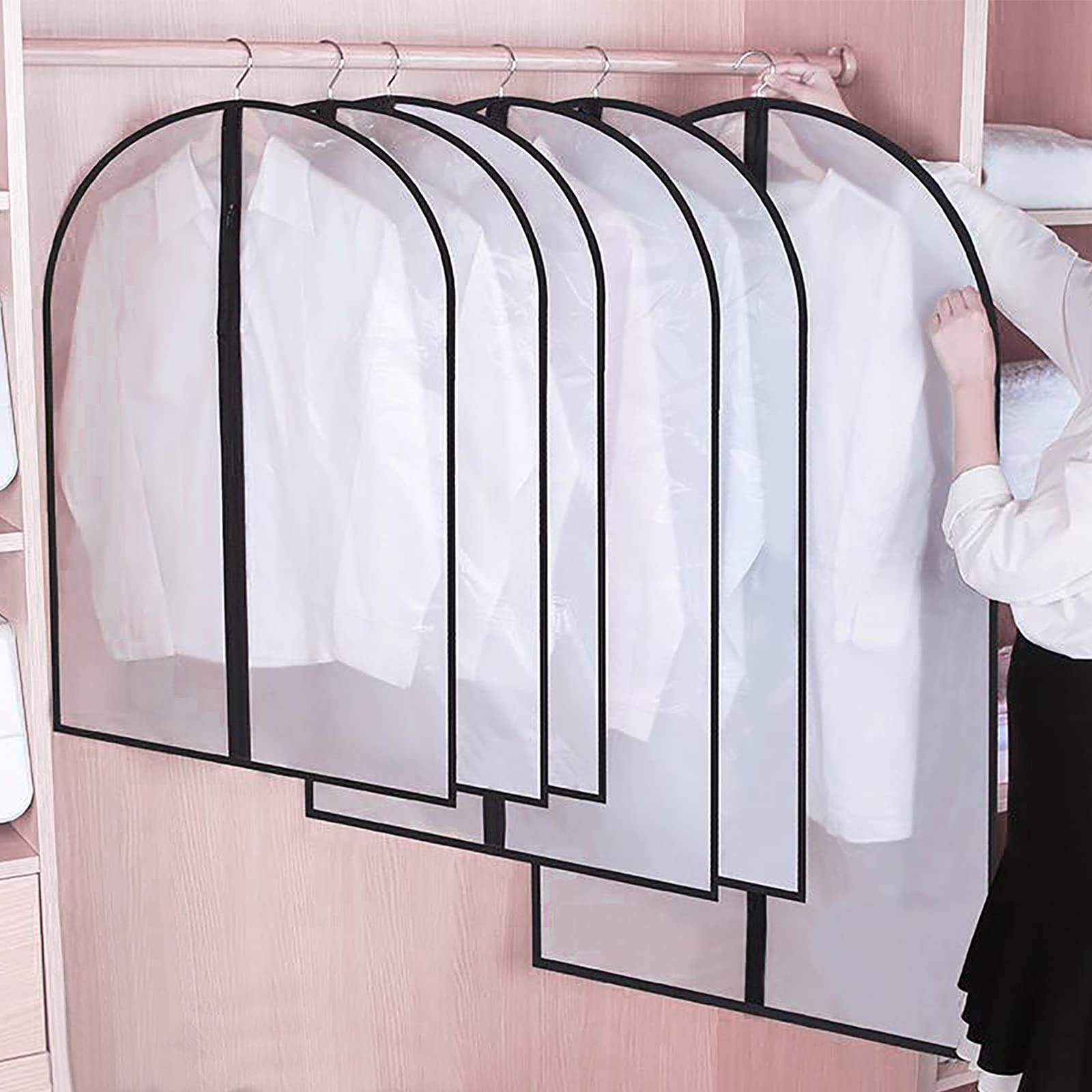 Kleidersack 5/10Pcs Kleidung Hängen Garment Kleid Kleidung Anzug Mantel Staub Abdeckung Lagerung Tasche Tasche Fall Veranstalter Garderobe Hängende kleidung KleidersäCke (Color : 10 Pcs White, Size