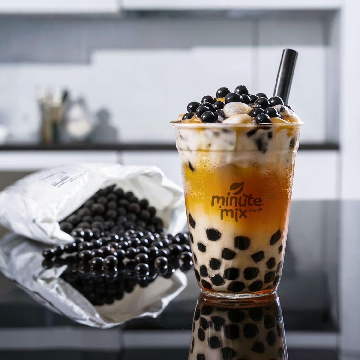 Minute-Mix Boba Kosher Quick Cook REAL Tapioca (Brown Sugar) Boba Pearls (1 Kilo / 2.2 Pounds)