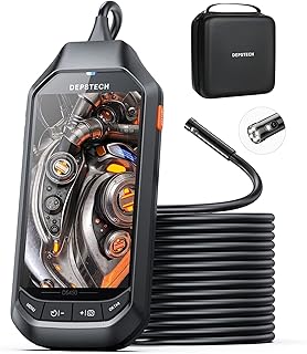 DEPSTECH 4.5" IPS Screen Borescope with 3500mAh Battery, 1080P HD Dual Lens Endoscope Camera with Lights, Inspection Camera with Split Screen, 7.9mm Probe Sewer Camera, 16.5FT Cable, Gadgets for Men