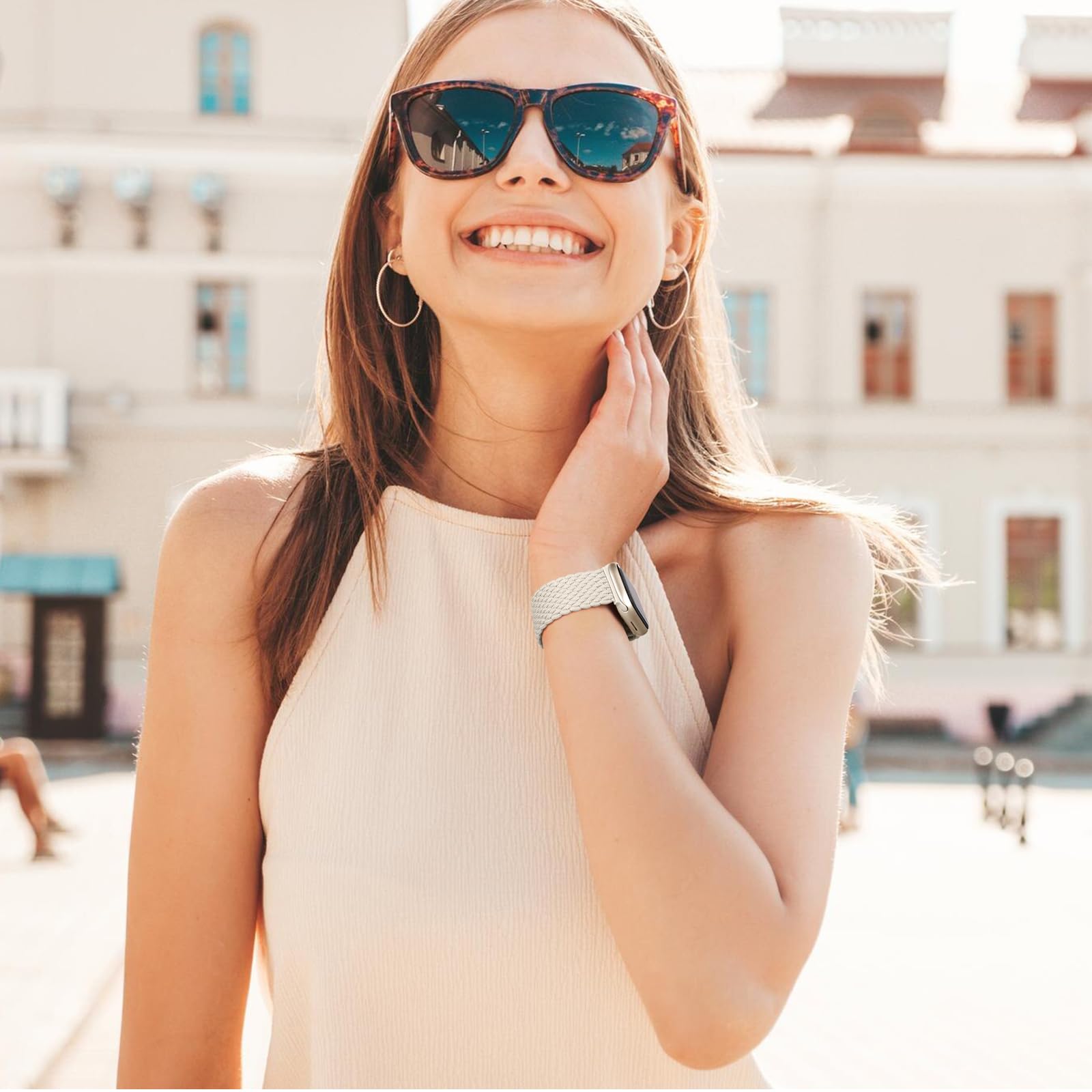 Maledan Intrecciato Cinturini Compatibili con Cinturino Apple Watch 44mm 45mm 42mm 49mm per Donna Uomo, Cinturini sportiva elastica regolabile per iWatch SE Series 9 8 7 6 5 4 3 2 1 Ultra, Galassia