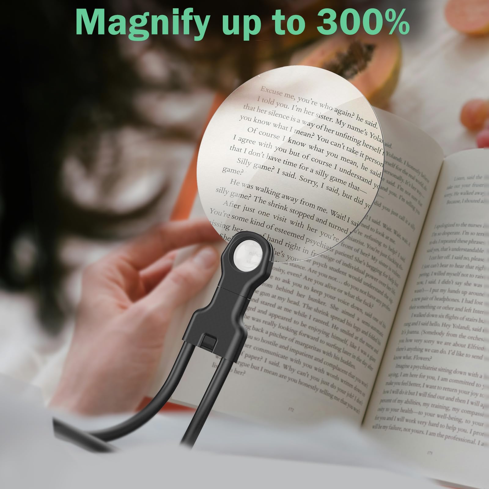 Lupa manos libres para leer – Lupa de cuello 5X para trabajo cercano, lupas para personas mayores, pantalla de teléfono, libros, costura, manualidades (negro)