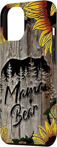 Miniatura 2 de Funda de regalo para el día de la madre con diseño de girasol de madera rústica para iPhone 14 Plus Mama Bear