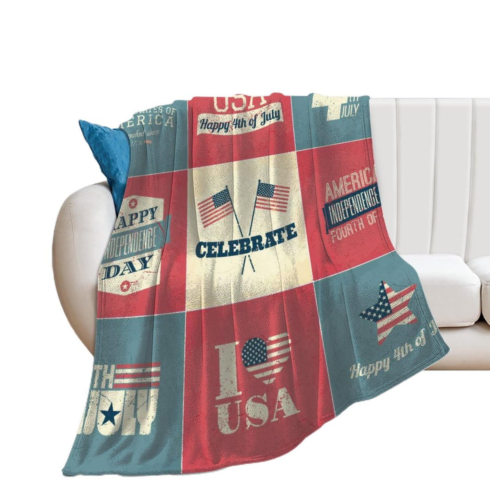 Couverture polaire Amérique en flanelle de lit 100x130cm motif drapeau