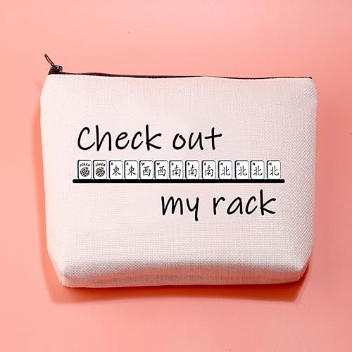 Miniatura 3 de JXGZSO Divertido Mahjong Mahjong Maquillaje Bolsa Lucky Mahjong Player Gift Check Out My Rack Mahjong Cosméticos Cremallera Bolsa Mahjong Juego de
