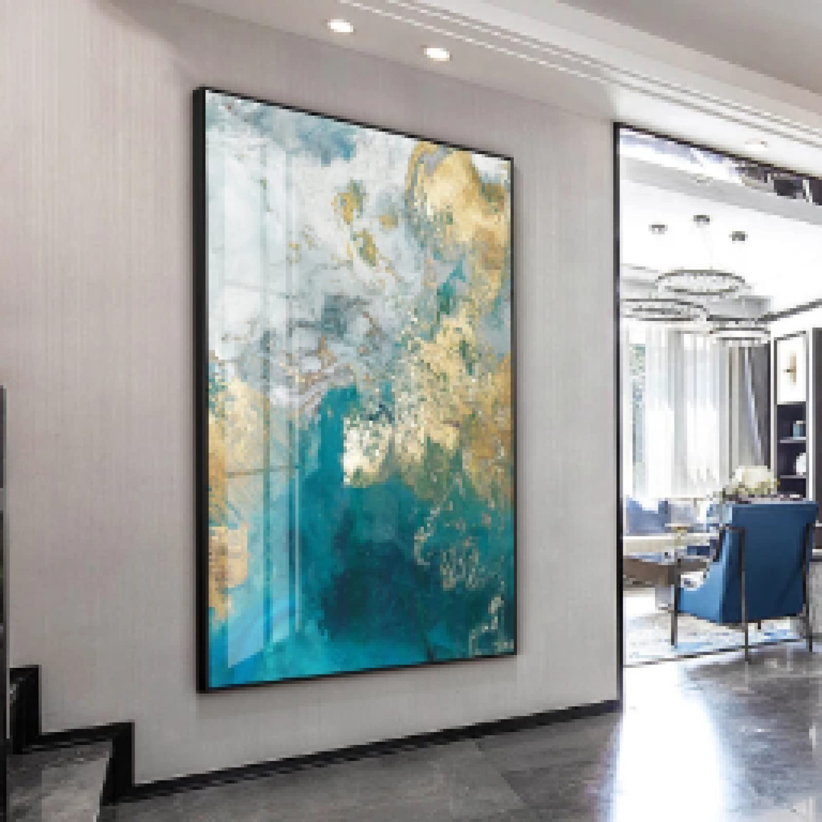 Impression toile aquarelle vert bleu affiche haut de gamme 70x100cm - 6