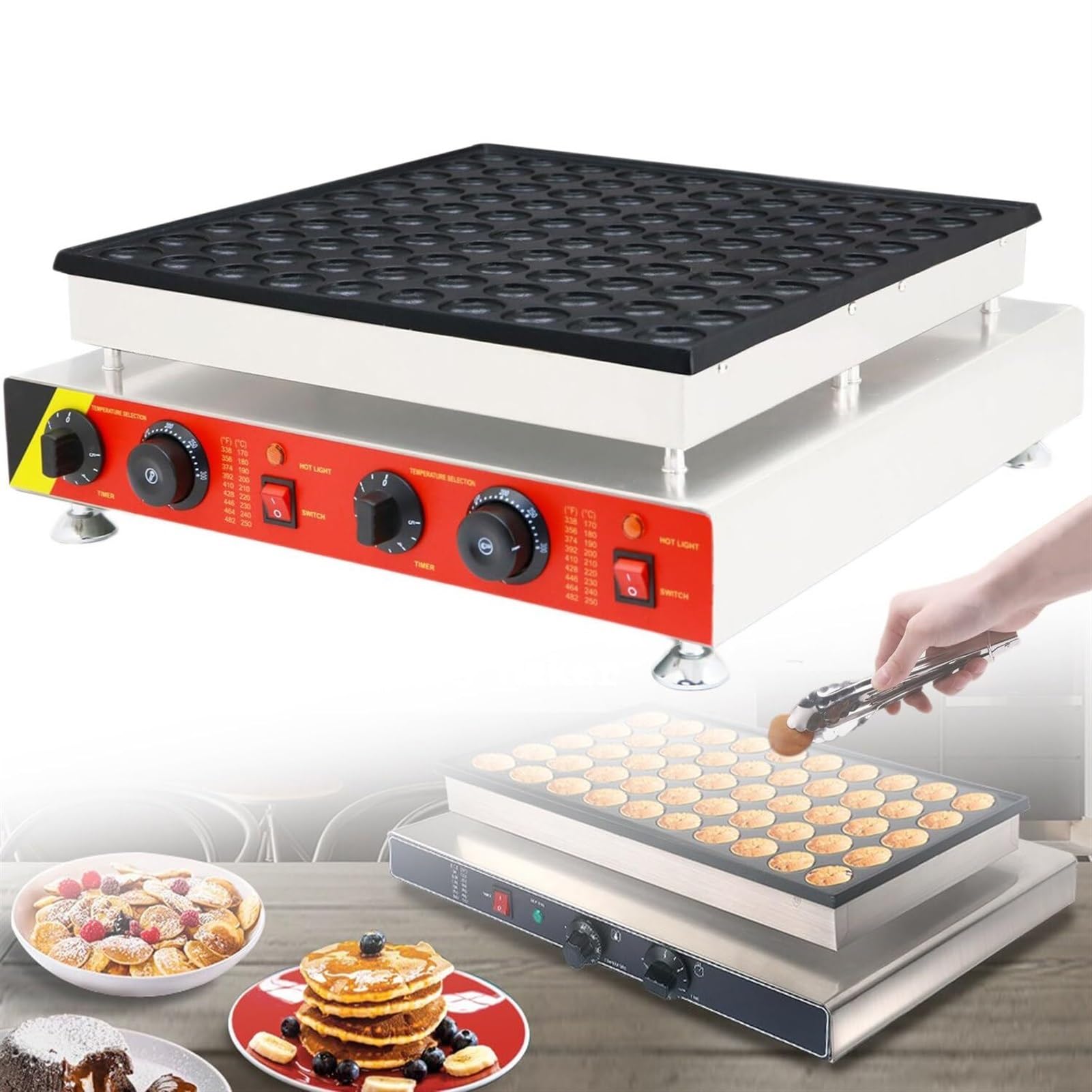 Mini máquina para Hacer panqueques holandeses, máquina Comercial para Hacer dorayaki, Plancha eléctrica Antiadherente con Calentamiento Uniforme para panadería, hogar y Restaurante,100hole