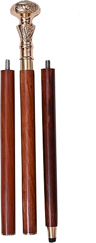 Miniatura 2 de Bastón de madera para caminar, madera natural con perilla de mango de latón, regalo elegante para hombres y mujeres