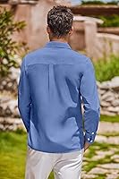 Vista 19 de COOFANDY Camisa Oxford de manga larga con botones para hombre, camisas de vestir de ajuste regular