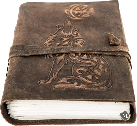 MONTEXOO Wolf Vintage Leather Journal Sketch book For Men Women - 200 pages Notebook Diary Dnd Travel Bullet Wolves Antique Large Vintage Bound Writing Gift 5 x 7 inch Dark Brown (ASIN B0B1WQH8B4), rank #7 by monthly sales volume for 'Wolf' on Amazon