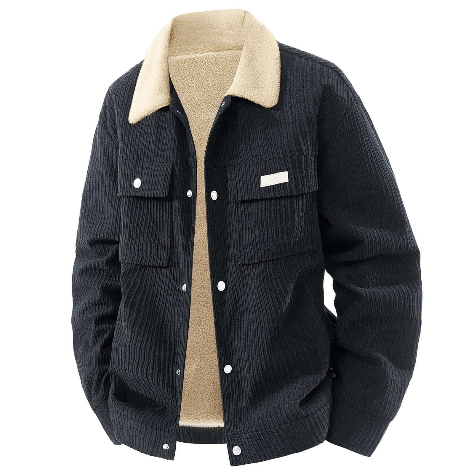 Generisch Chaqueta de pana para hombre, de forro polar, chaqueta de béisbol