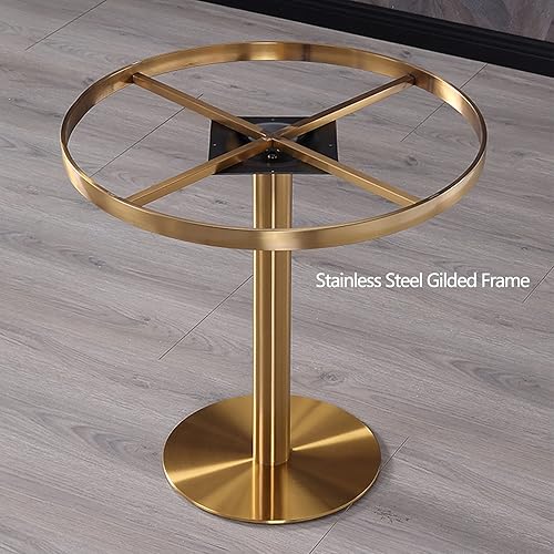 Miniatura 7 de OYhmc Mesa de bar redonda con encimera de bar con parte superior de mármol y soporte dorado altura 295in