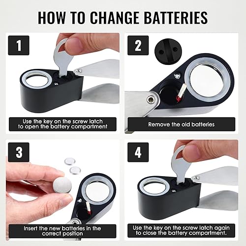 Miniatura 5 de 10 lupa lupa para joyería con bolsillo plegable iluminado herramienta de aumento de 0827in U V y luz LED para rocas de ojos sellos monedas relojes