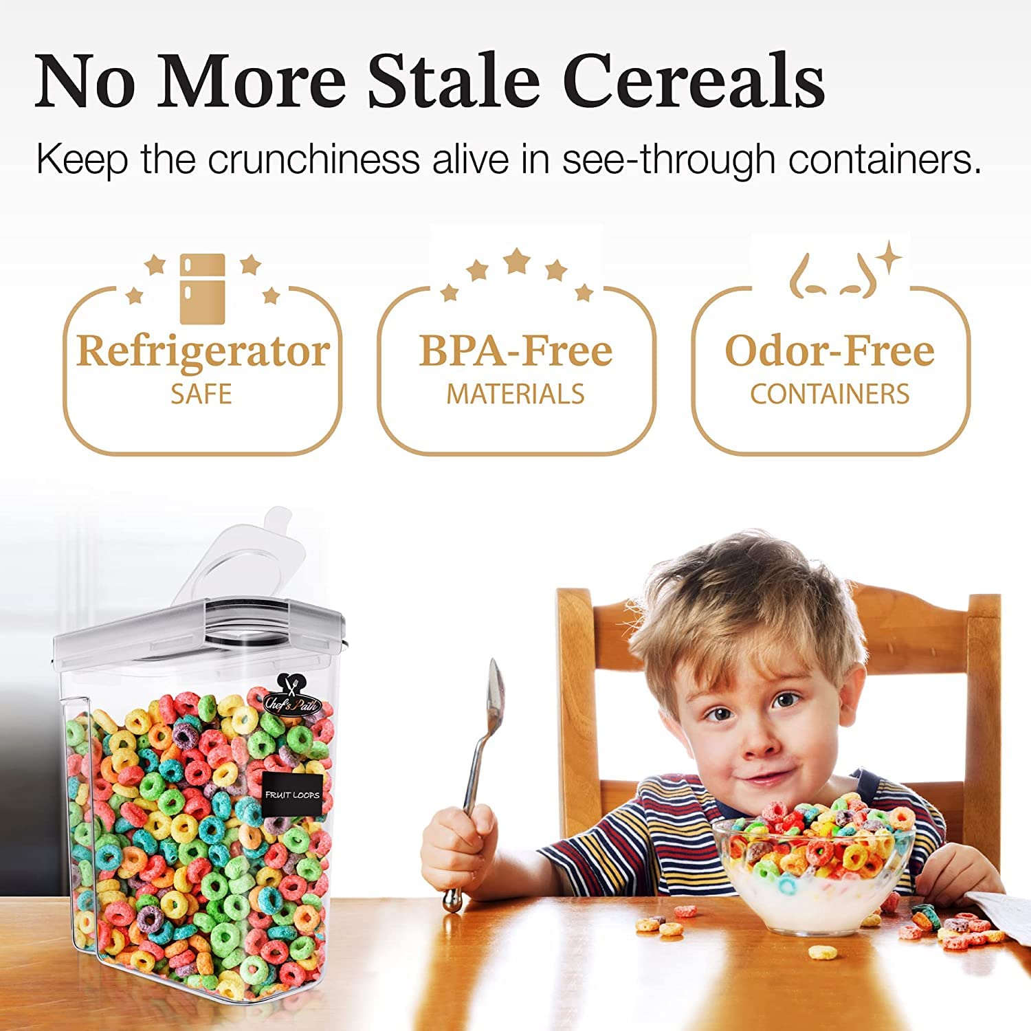 Buy Cereal Containers Storage Set Large (4L,135.2 Oz), Airtight Food