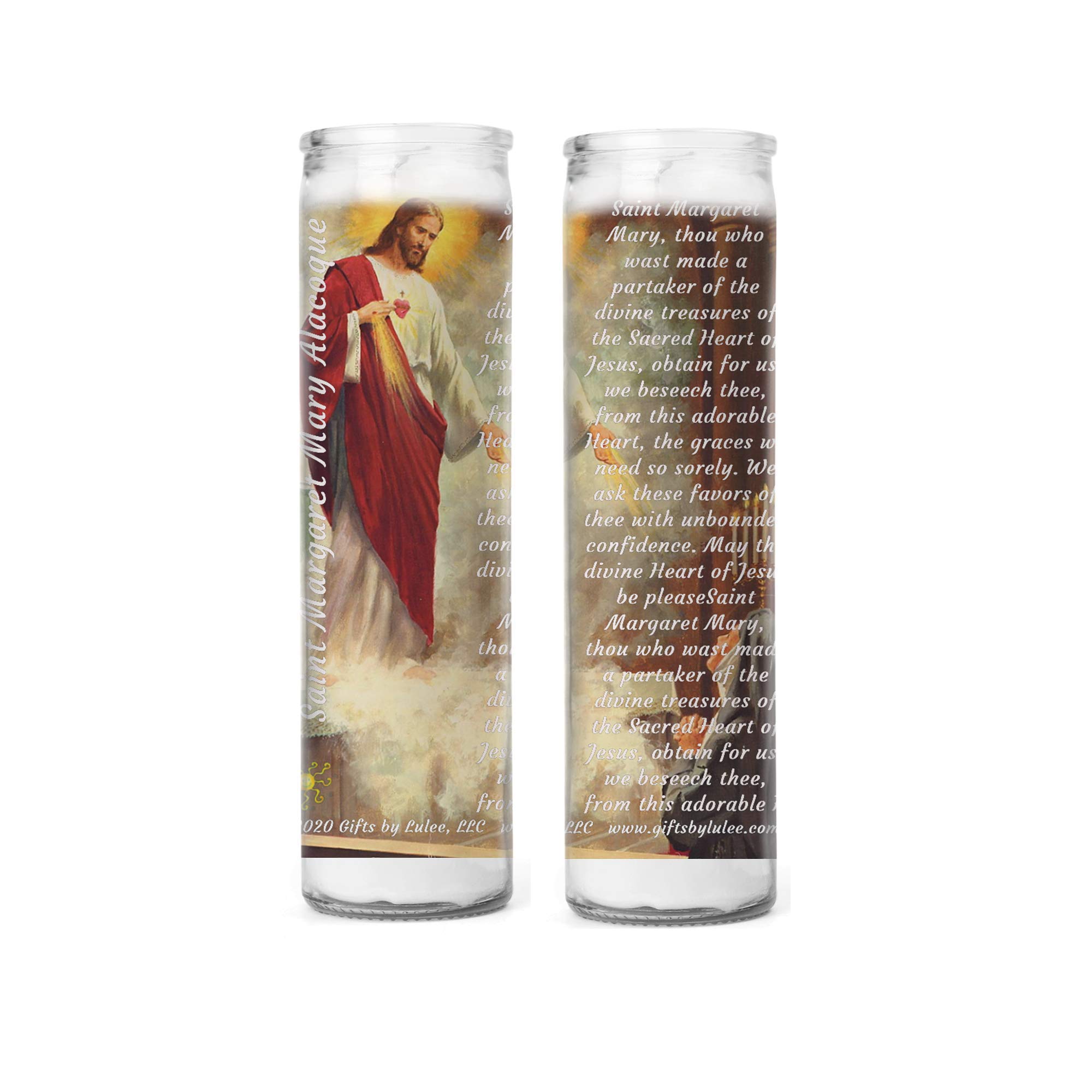 Saint Margaret Mary Alacoque Patron of Those Suffering with Polio Set of 2 Two or 4 Four Glass Candles (TWO)