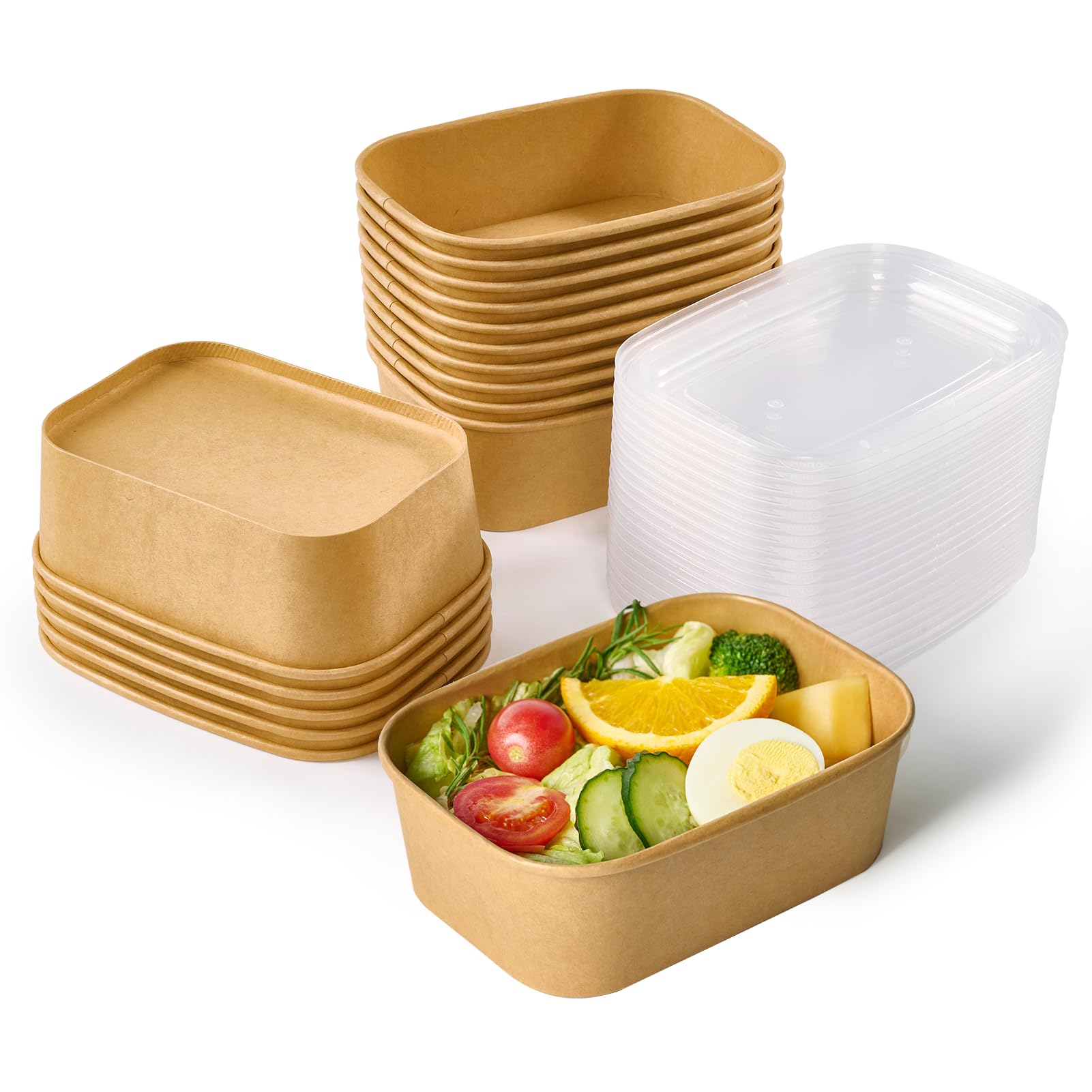 Amazon.com: JOLLY CHEF 25 oz 50 Pack Paper Meal Prep Containers