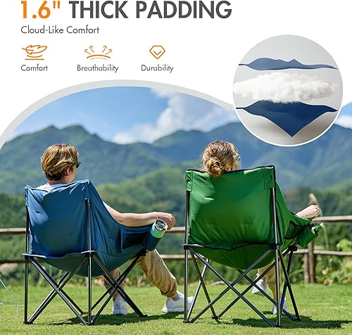 Miniatura 5 de Portal 32" Oversized Padded Camping Chair, Extra Wide Heavy-Duty Folding Chair for Adults with Cup Holder & Carry Bag, Portable Camp Chair Supports
