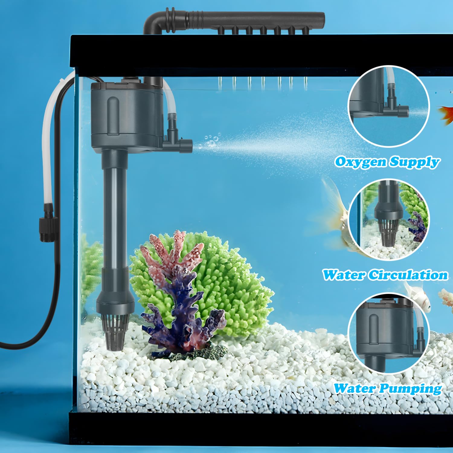 Nobleza - Pompa per Acquario 7L, Pompe ad Acqua Sommergibile (250 L/H, 2.5 W), Pompa per Acquario Acqua Sistemi di Circolazione per Acquario