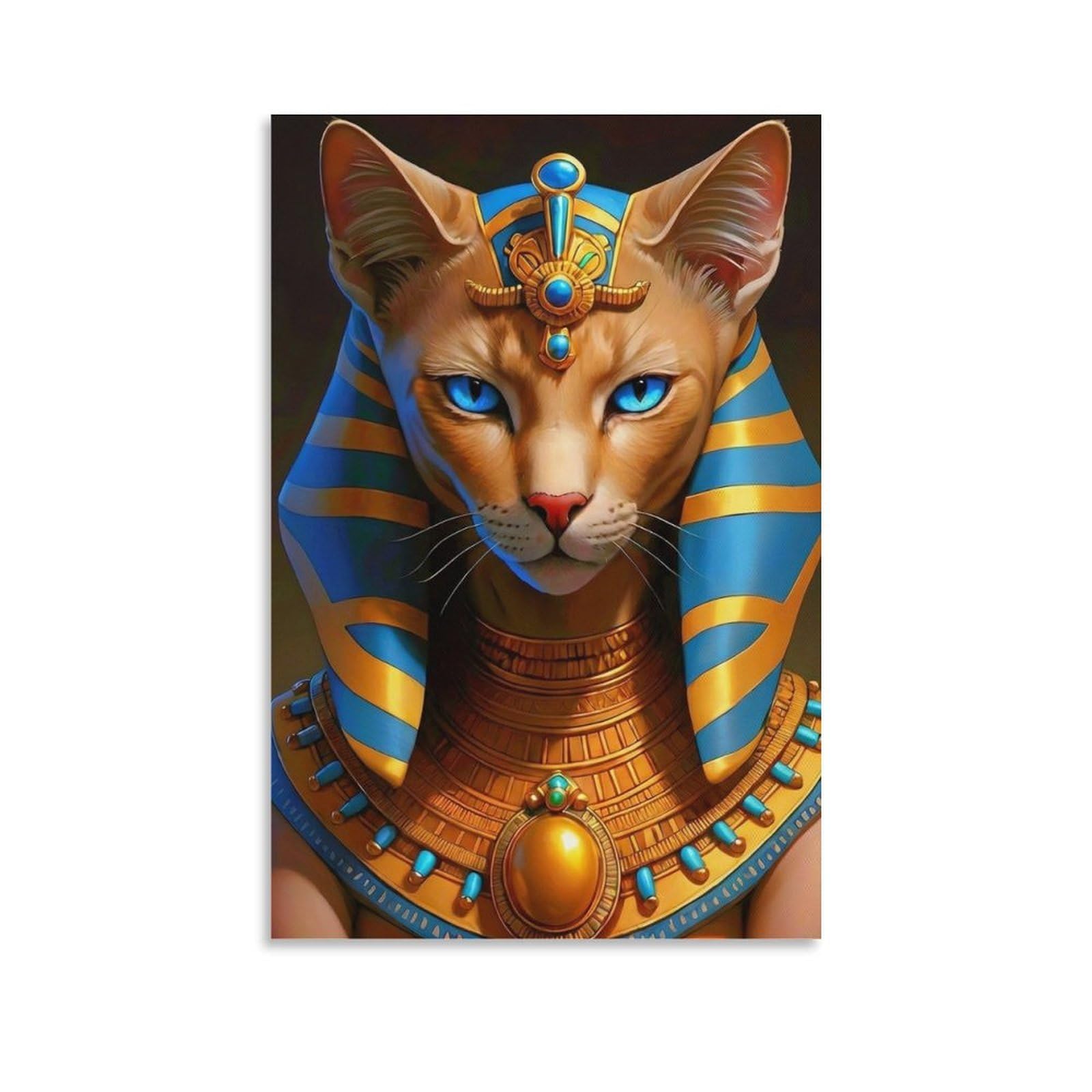 DHBANEIOK Egyptian Cat Pharaoh Poster Artwork Canvas Prints Picture Modern Wall Art Picture Wall Hanging for Office Gym Living Room Decor 08x12inch(20x30cm)
