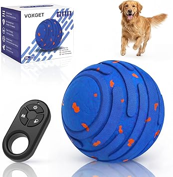 Smart Interactive Dog Toy Ball, Upgrade Automatic 3 Modes Moving Ball with Remote Control for Medium Large Dogs, Waterproof E-TPU Bouncing & Rotating Dog Toy to Reduce Boredom Navy Blue