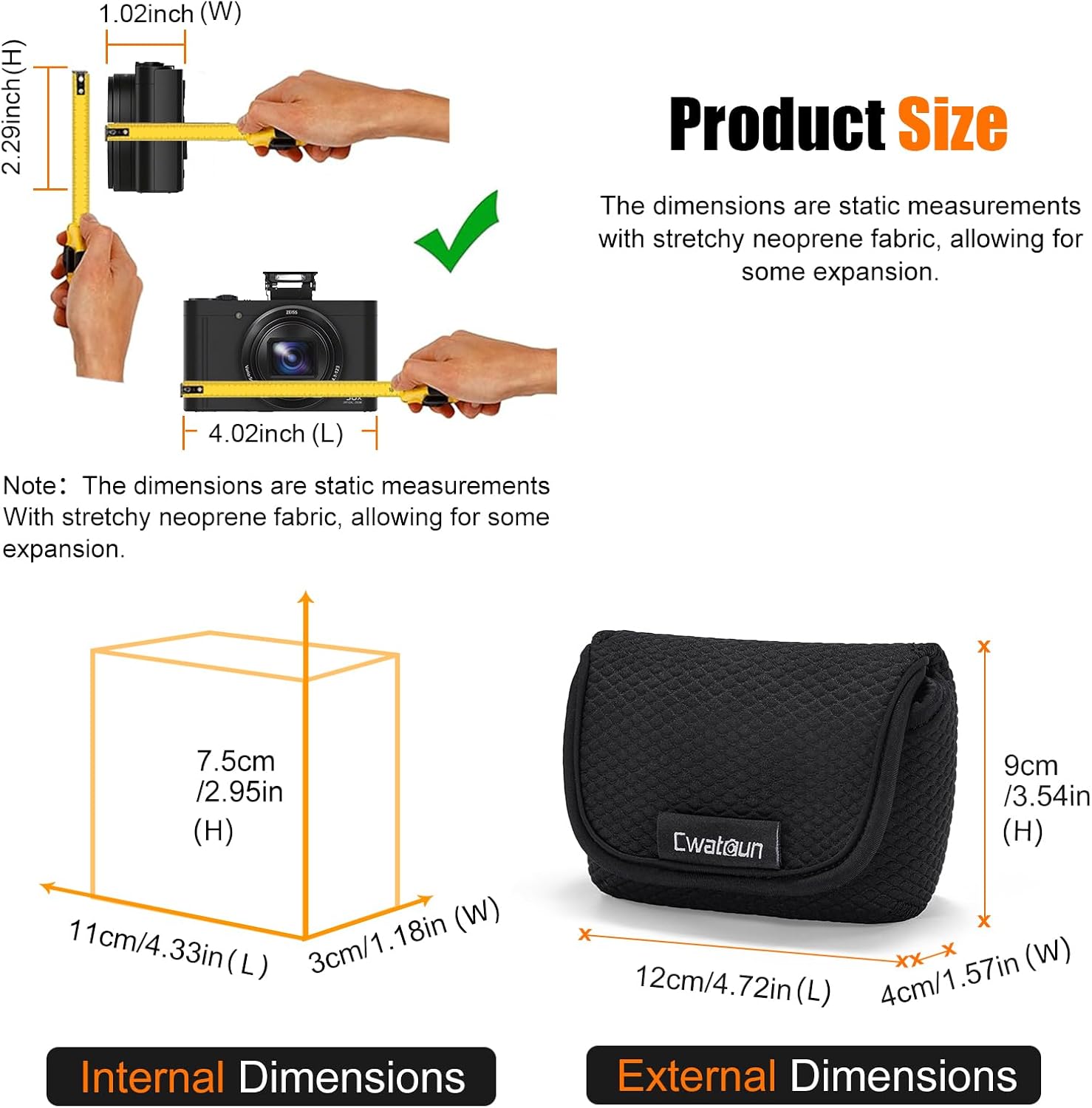 Cwatcun Neoprene Compact Camera Pouch - The Small Case & Travel Sleeve Bag for Digital Camera Ricoh/Canon/Sony & More - Image 3