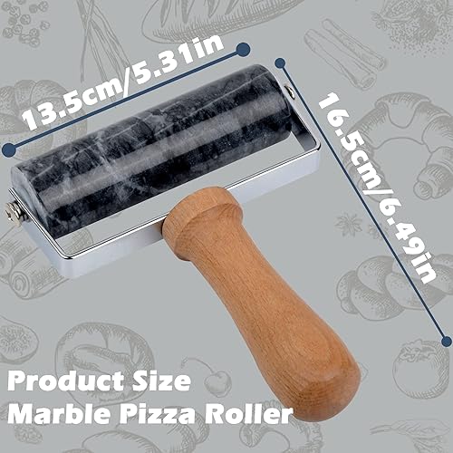 Miniatura 2 de Tianman Rodillo para pizza, rodillo de mármol antiadherente tipo T, para hornear tortillas, galletas de pizza y otras galletas de cocina para